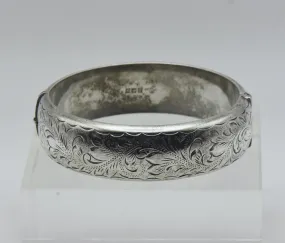 Harrod's - Vintage 1960s English Sterling Silver Wide Hinged Bangle