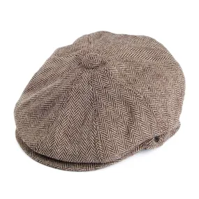 Herringbone Newsboy Cap - Brown