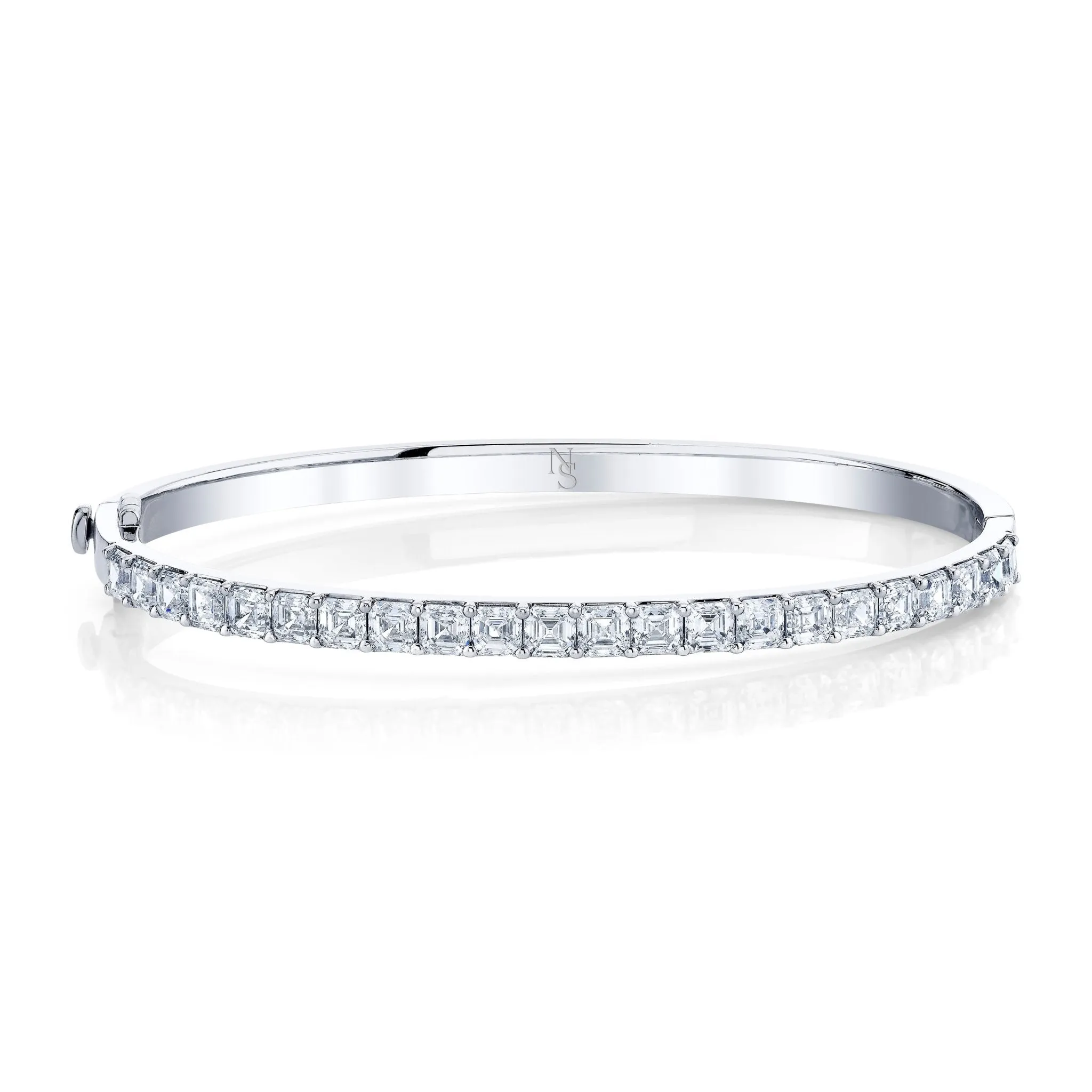 Hinged Bangle with Asscher Cut Diamonds