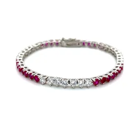 Ibiza Ruby Red   Clear CZ’s Pattern 3 Prong Tennis Bracelet