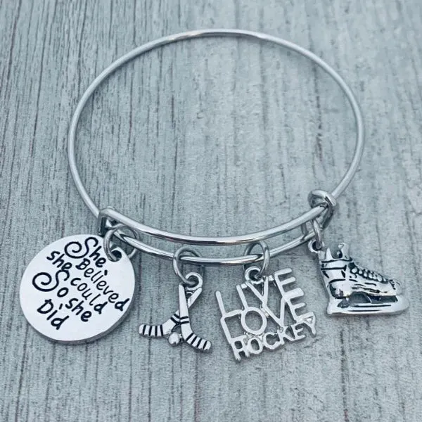 Ice Hockey Bracelet - She Believed She Could So She Did