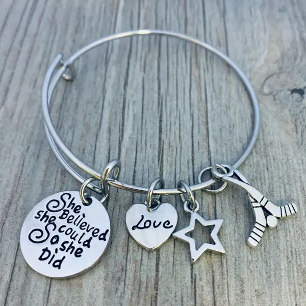 Ice Hockey Bracelet - She Believed She Could So She Did