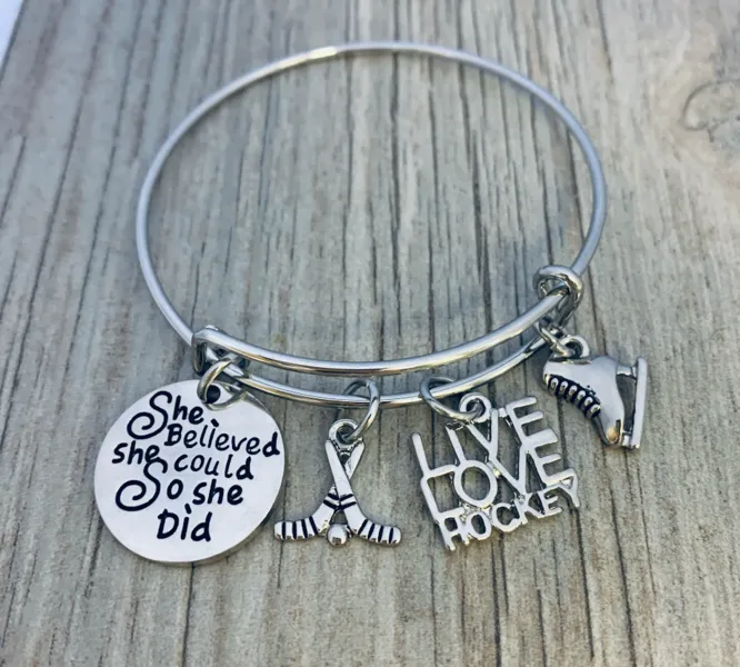 Ice Hockey Bracelet - She Believed She Could So She Did