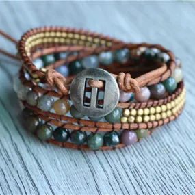 India Stones Leather Strand Bracelet