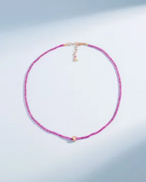 Infinite Beaded Pink Spinel & Mini Golden Rondelle Necklace