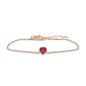 Jewelili 10K Rose Gold With Created Ruby Adjustable Bracelet