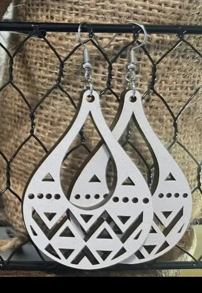 Jewelry - White Boho Aztec Drip - Western Earrings