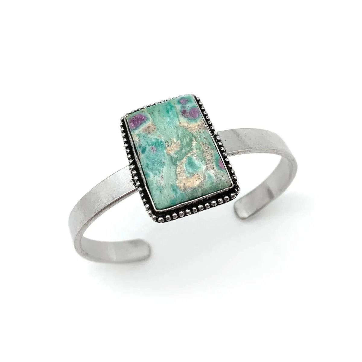 Kashi Semiprecious Stone Cuff - Ruby Fuchsite