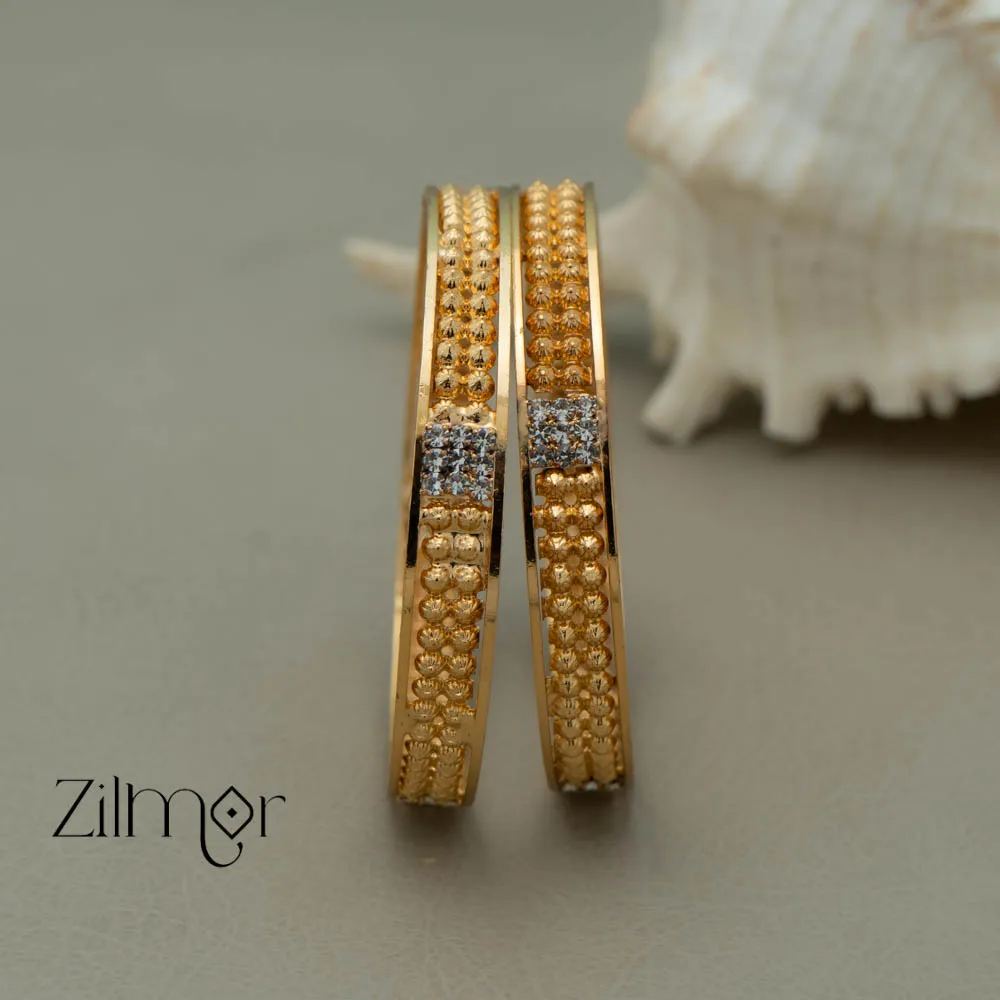 KF101034 -Gold Plated AD stone Bangle (Pair)