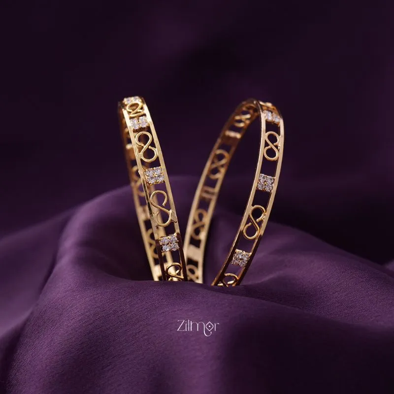 KF101034 -Gold Plated AD stone Bangle (Pair)