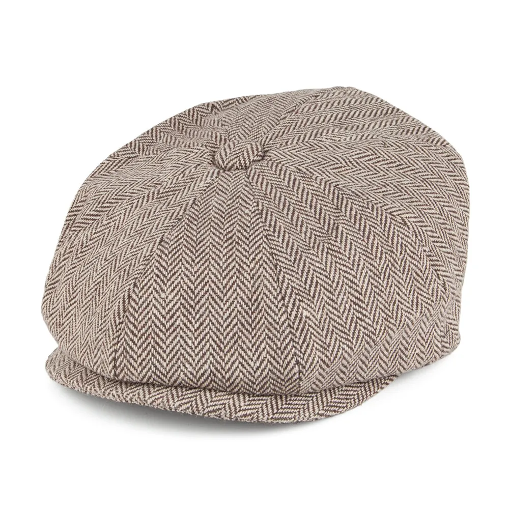 Kids Herringbone Newsboy Cap - Brown