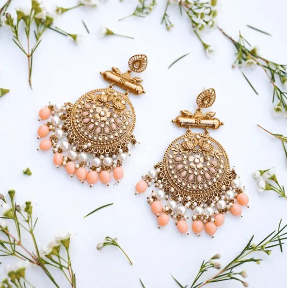 Krishna Earrings in Coral