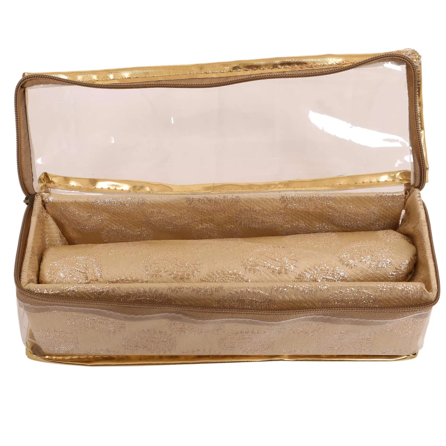 Kuber Industries Brocade 2 Piece Cloth Bangle Box, Gold, Standard (CTKTC0281)