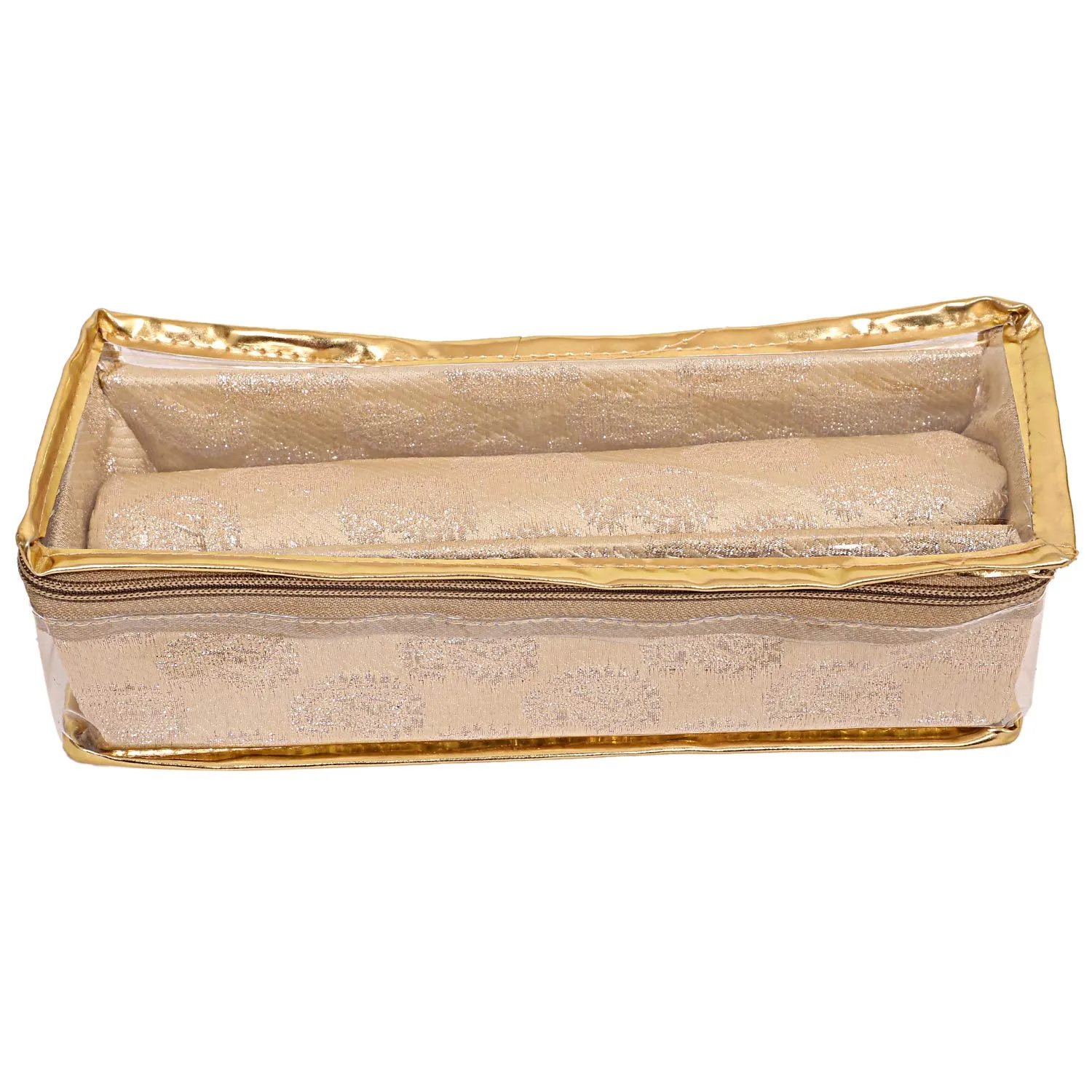 Kuber Industries Brocade 2 Piece Cloth Bangle Box, Gold, Standard (CTKTC0281)