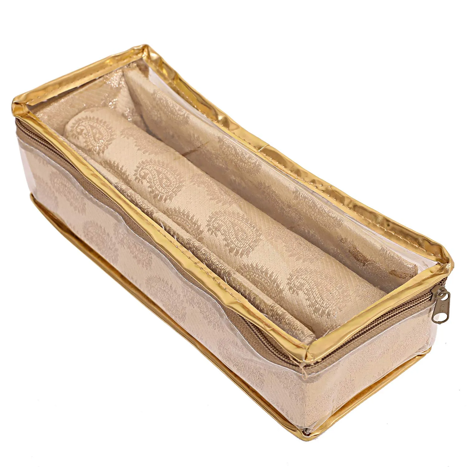 Kuber Industries Brocade 2 Piece Cloth Bangle Box, Gold, Standard (CTKTC0281)