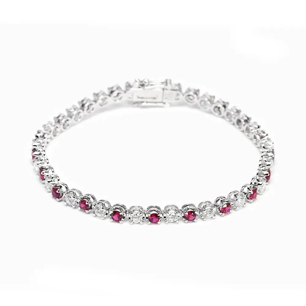 Lab-Grown Diamond Tennis Bracelet With Lab-Grown Rubies, Rubetta