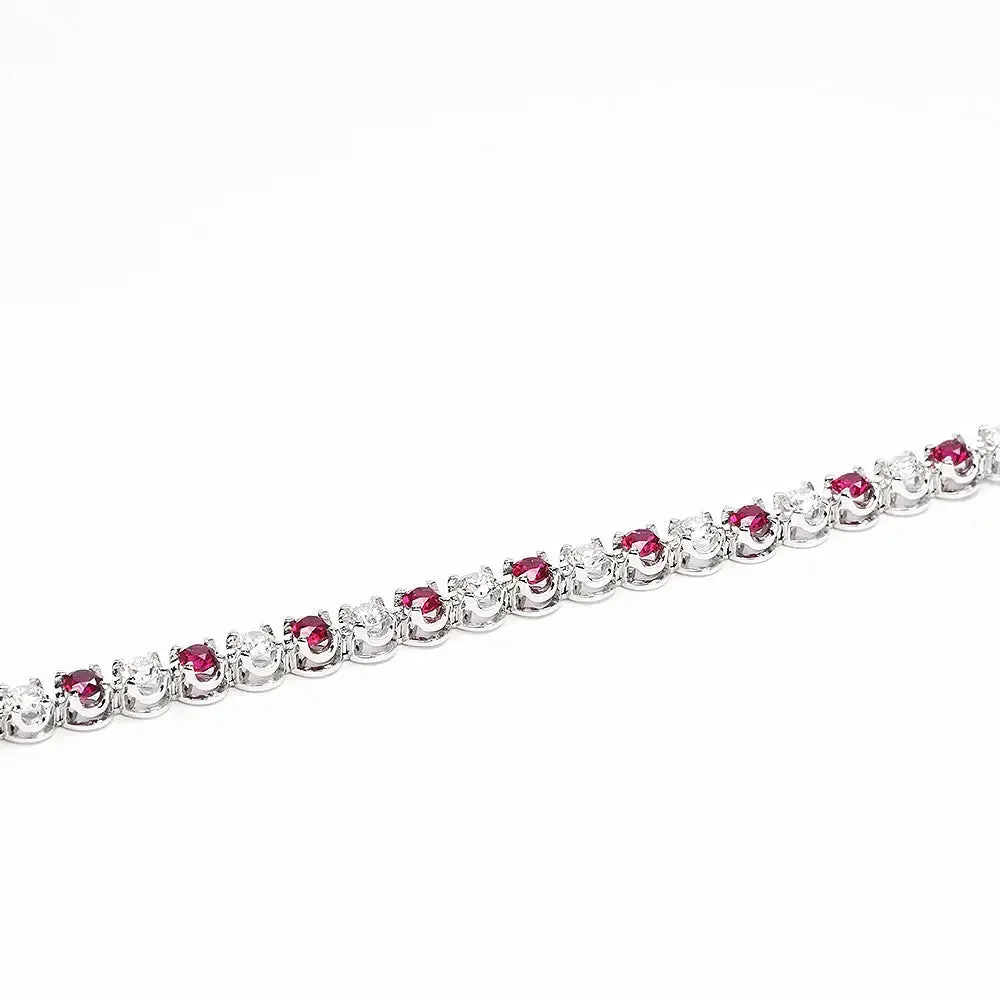 Lab-Grown Diamond Tennis Bracelet With Lab-Grown Rubies, Rubetta