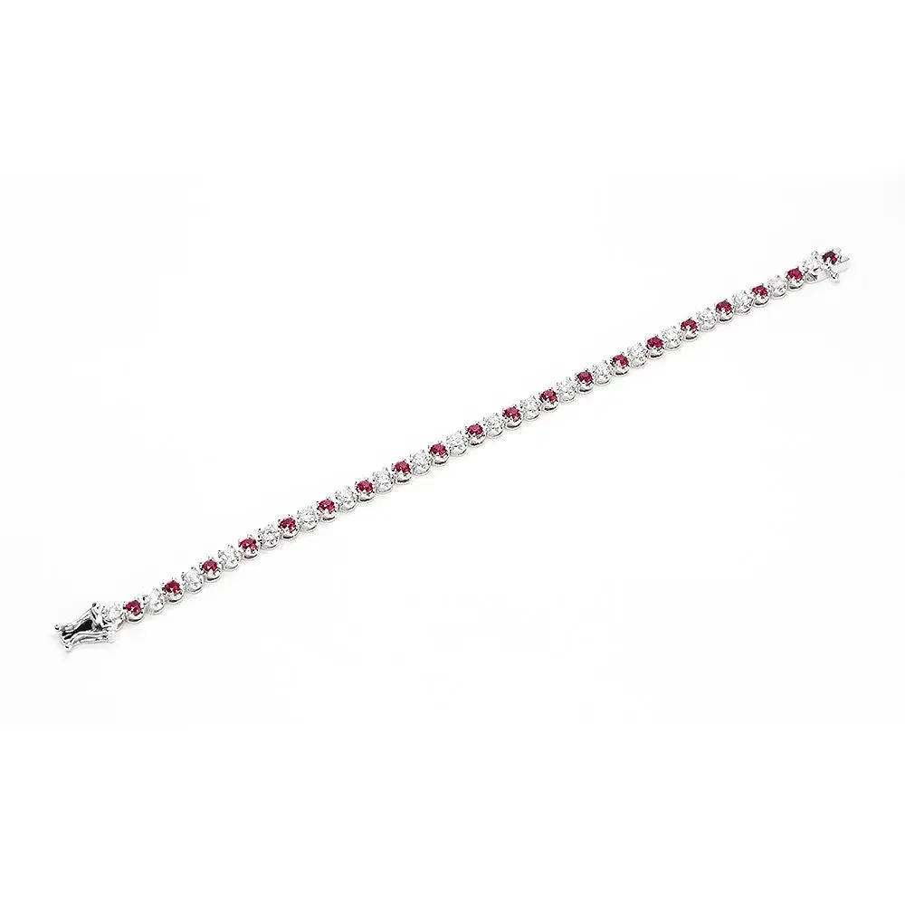 Lab-Grown Diamond Tennis Bracelet With Lab-Grown Rubies, Rubetta