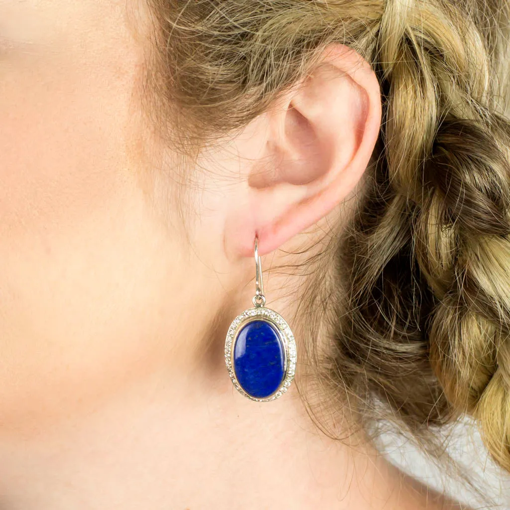 Lapis Lazuli and White Topaz Drop Earrings