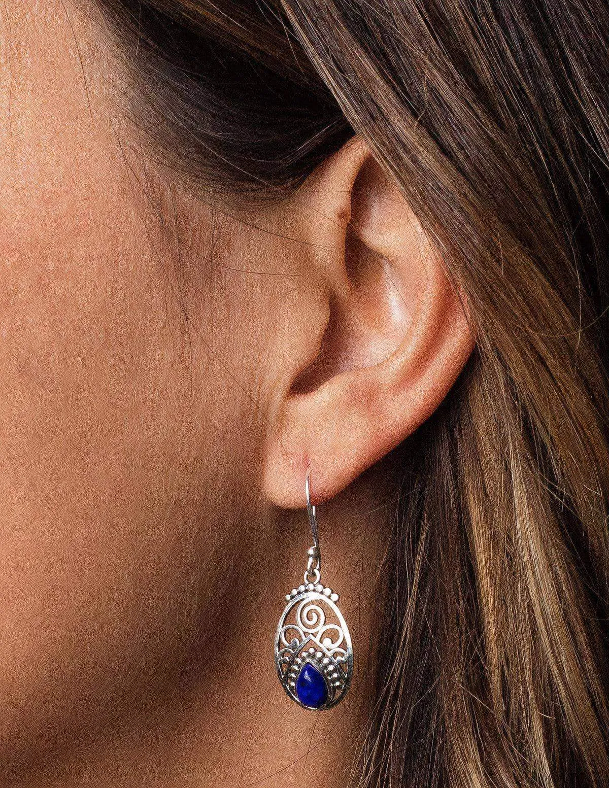 Lapis Lazuli Filigree Earrings