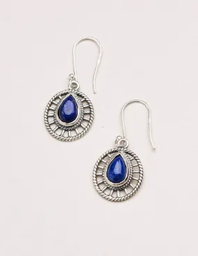 Lapis Lazuli Teardrop Filigree Earrings