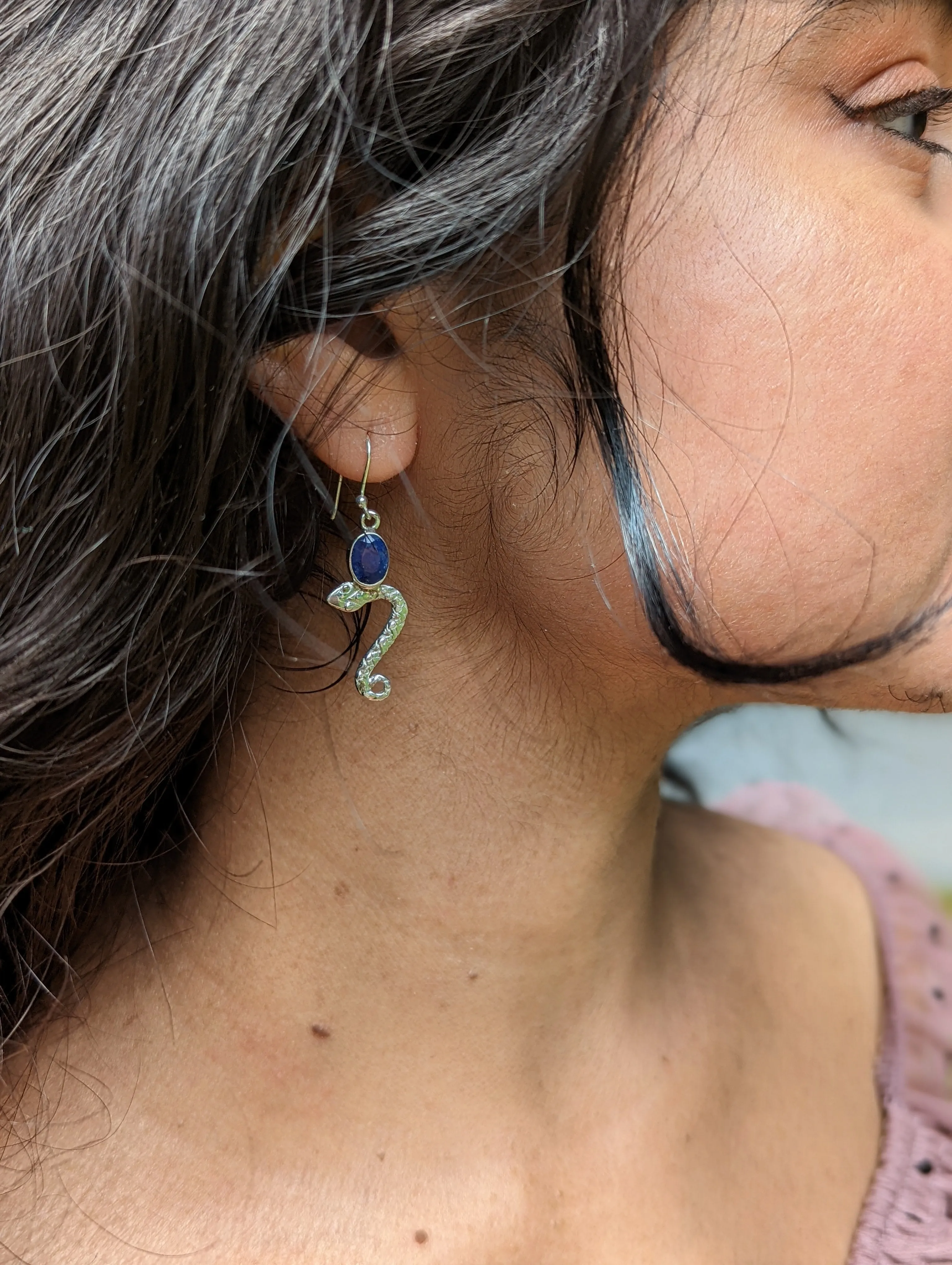 Lapis Snake Earrings