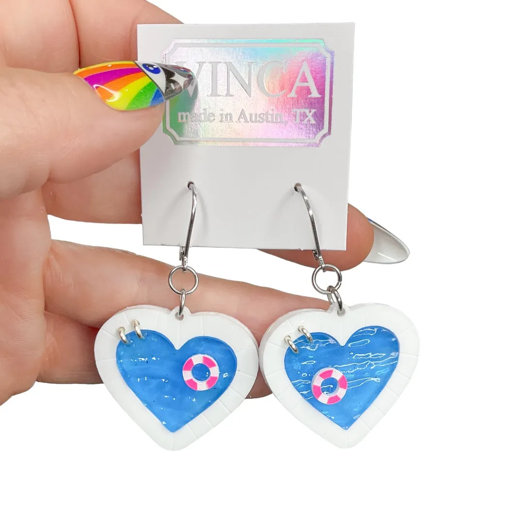 Last Chance! Drowning in Love - Swimming Pool Hinge Hook Earrings