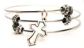 Latin Cross Triple Style Expandable Bangle Bracelet