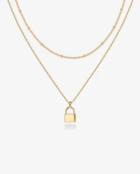 Layered Lock Pendant Necklace