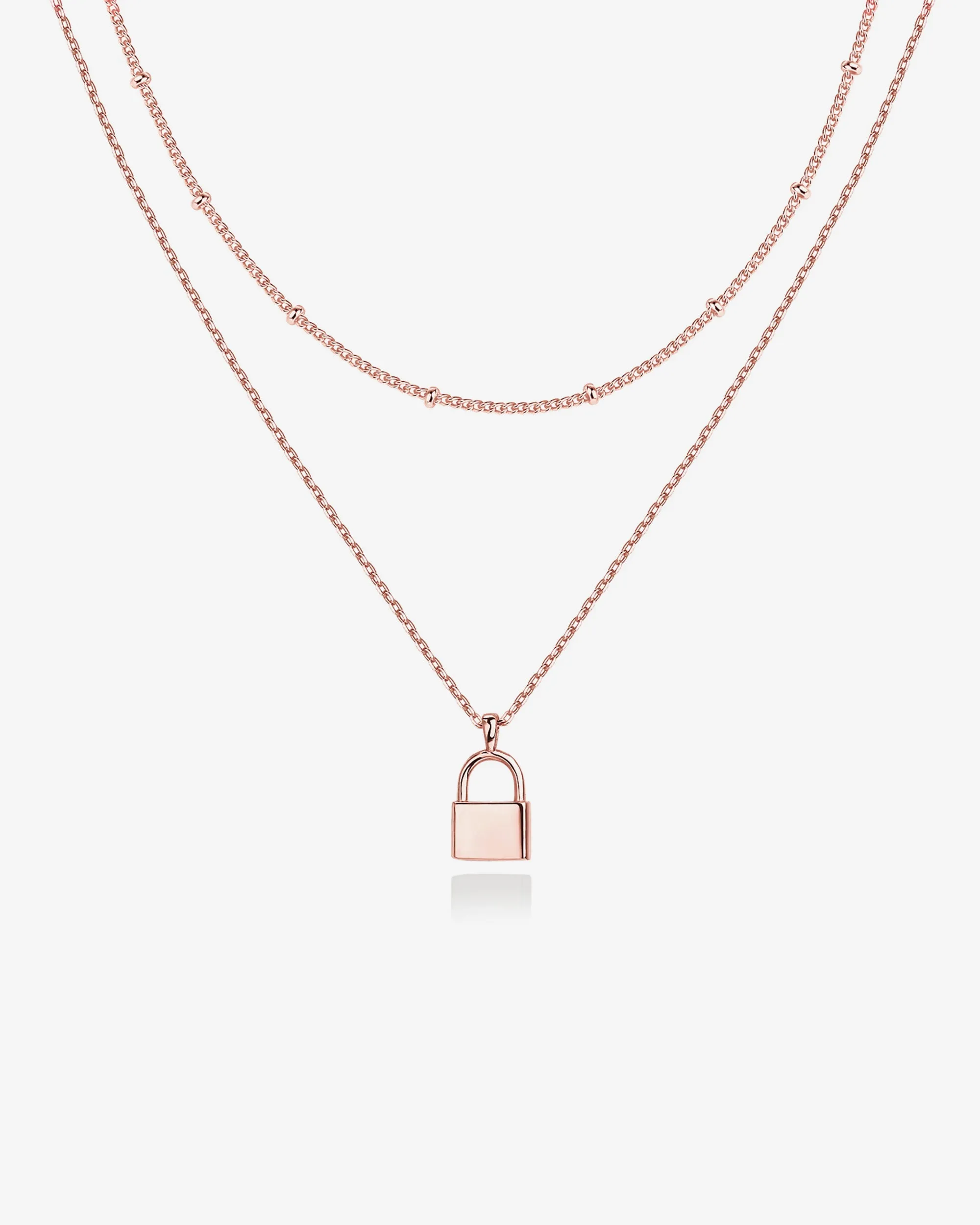 Layered Lock Pendant Necklace