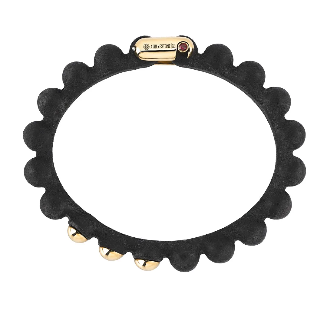 Leather Ball Bracelet in Gold