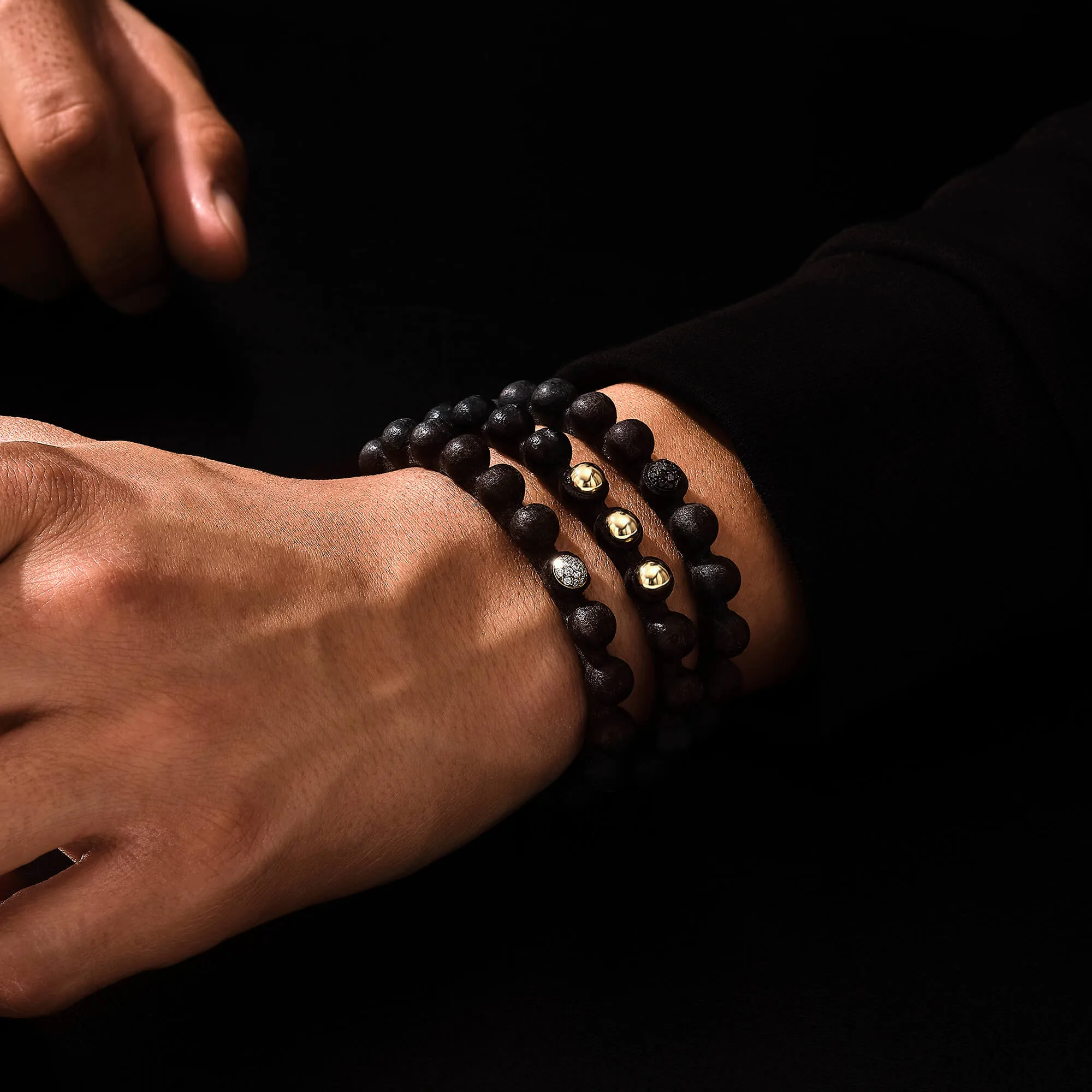 Leather Ball Bracelet in Gold