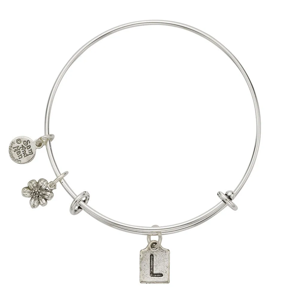 Letter L Charm Bangle Bracelet