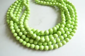 Light Green Lucite Bead Chunky Multi Strand Statement Necklace - Angelina