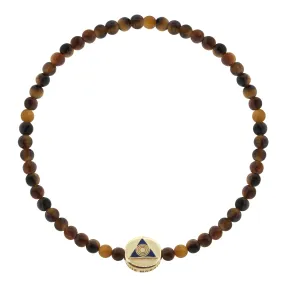 Light of the Majestic Enameled Small Disk on Tiger's Eye Beaded Bracelet