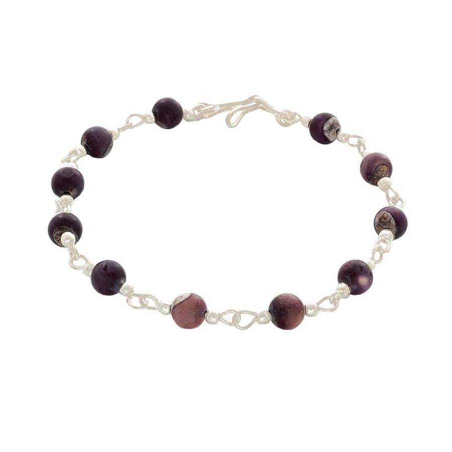 Lilac Jasper Bead & Sterling Silver chain Bracelet