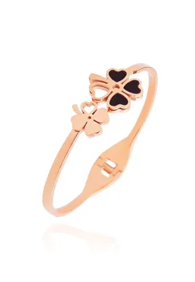 Liliane Clover Leaf Flower Cuff Bangle in Rose Gold