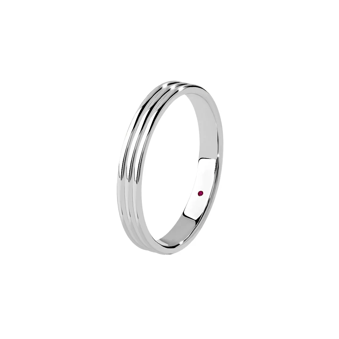 Lined Band Ring in Silver