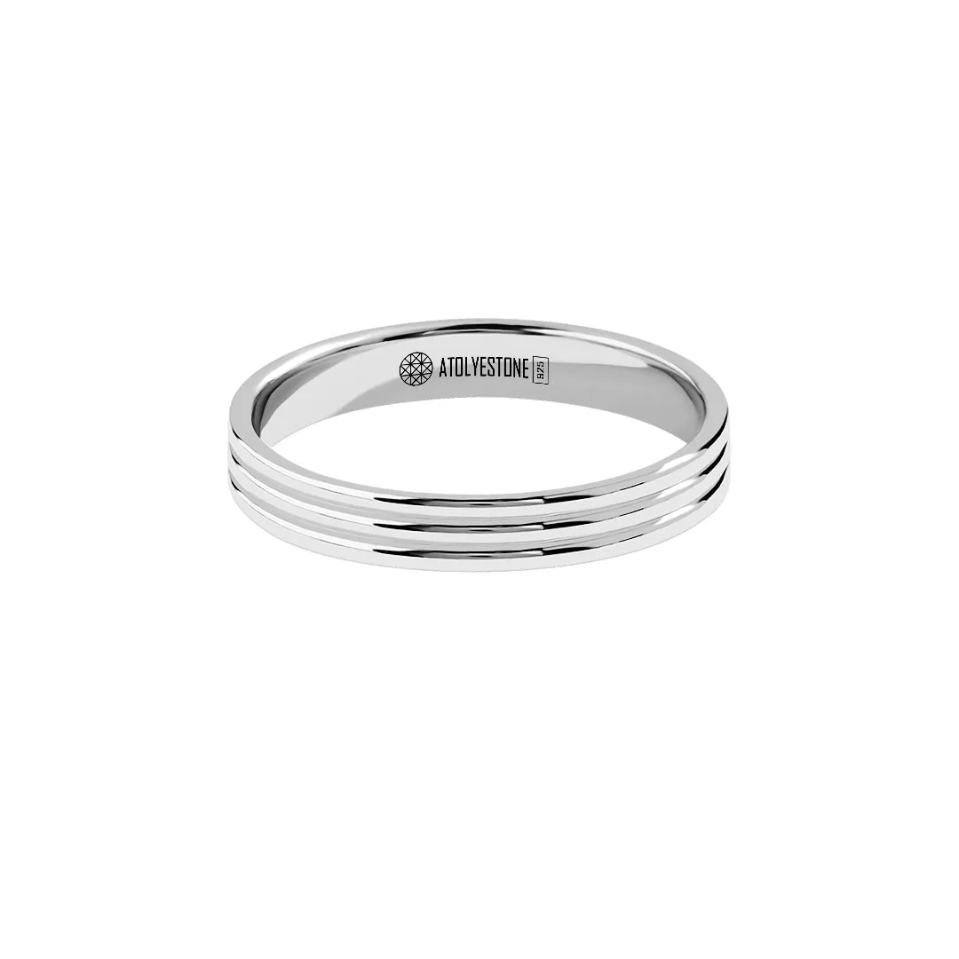 Lined Band Ring in Silver