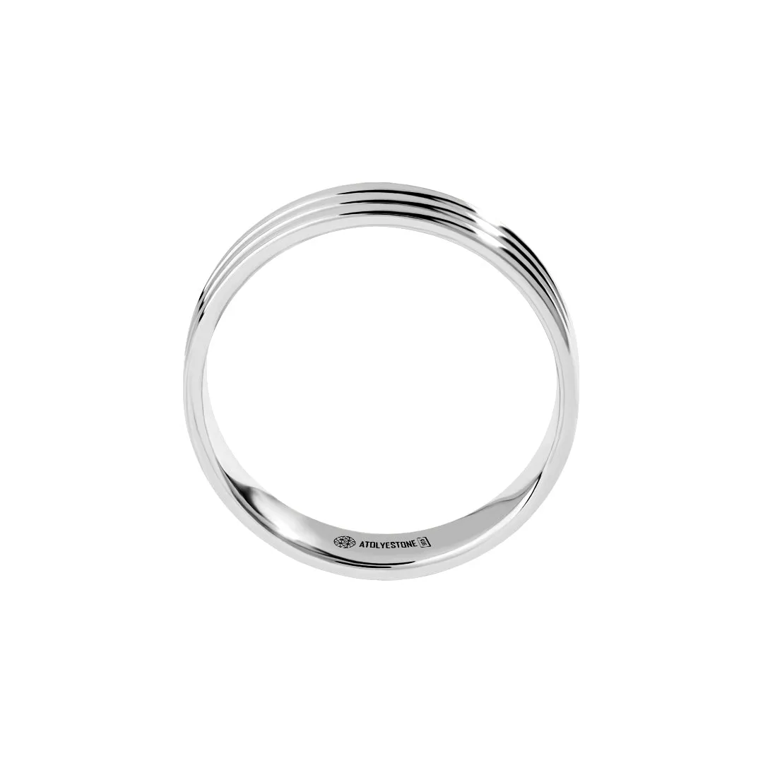 Lined Band Ring in Silver