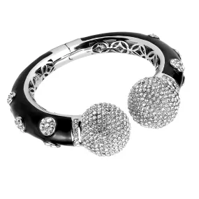 LO4282 - Brass Bangle Rhodium Women Top Grade Crystal Clear