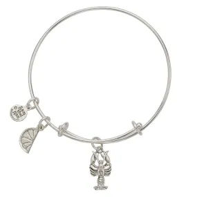 Lobster Lemon Charm Bangle Bracelet