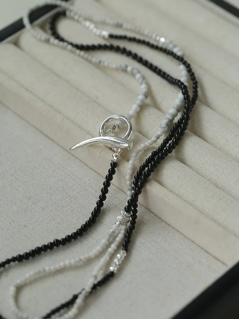 Long Y-shaped Necklace with Multi-Element Gemstones