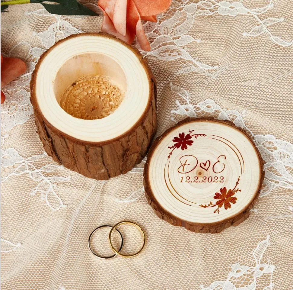 Lotus Tree Couple Name Round Ring Box