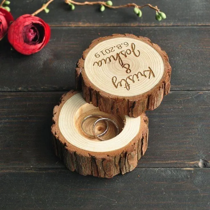 Lotus Tree Couple Name Round Ring Box