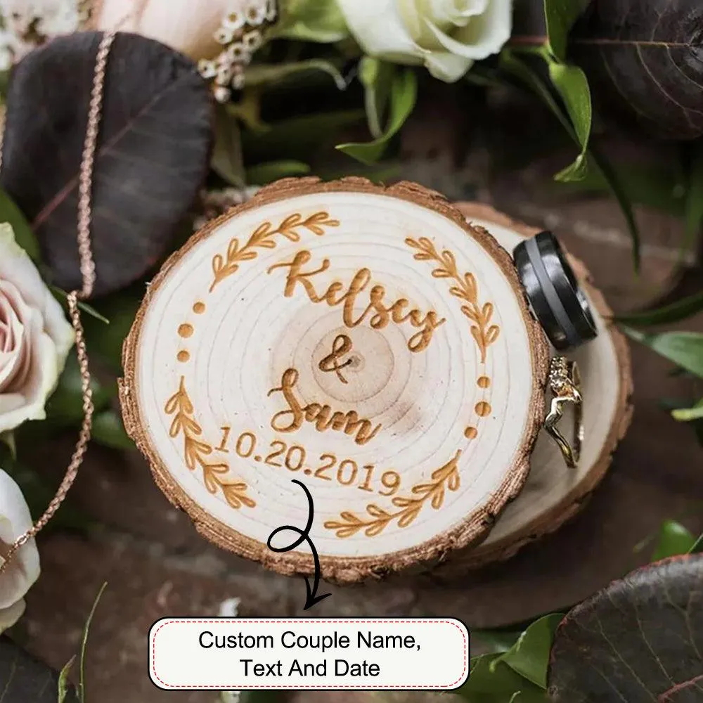 Lotus Tree Couple Name Round Ring Box