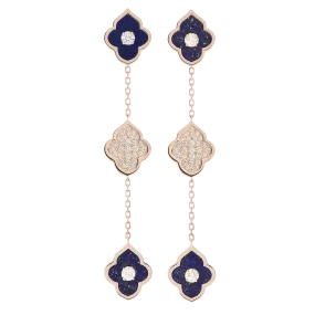 LUCE COLOUR - EARRINGS PENDANT ROSE GOLD PAVE LAPIS LAZULI & 4 DIAMONDS S