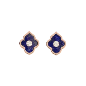 LUCE COLOUR - EARRINGS ROSE GOLD LAPIS LAZULI & 2 DIAMONDS S