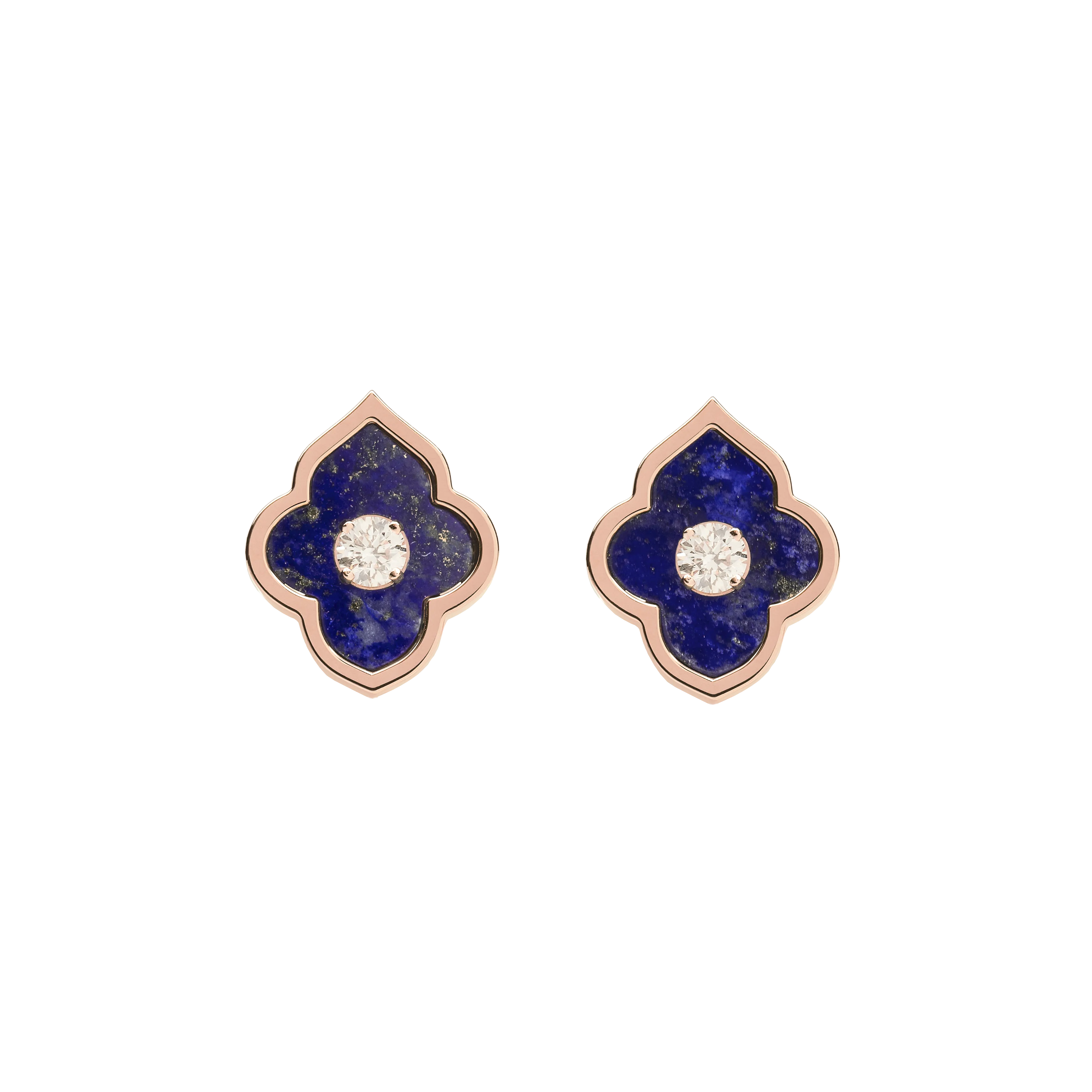 LUCE COLOUR - EARRINGS ROSE GOLD LAPIS LAZULI & 2 DIAMONDS S