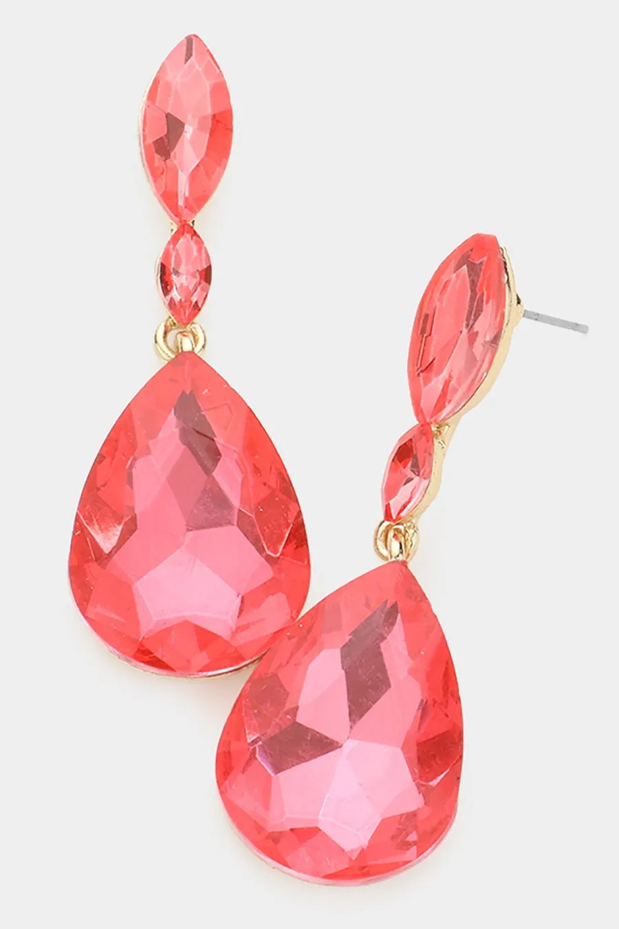 Marquise Stone Teardrop Earrings - Violet or Coral